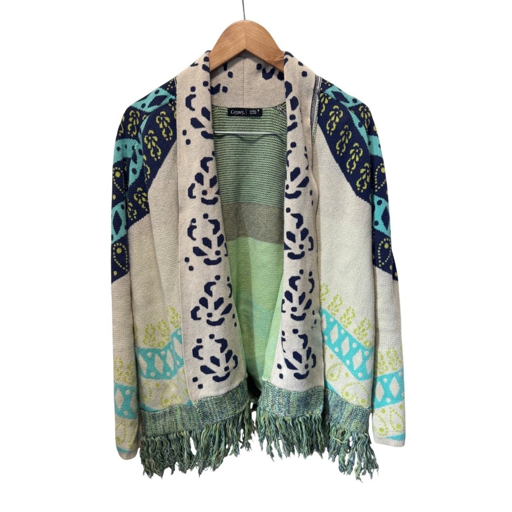 Gypsy brand‎ global village long funky open cardigan size medium great condition